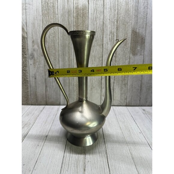 Vintage Norwegian Hagness Pewter Pitcher Folk Art Embossed Design #214 10'' Tall - Picture 8 of 8